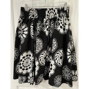 Look at Me Womens Floral Pull On Skirt Pockets One Size Black White